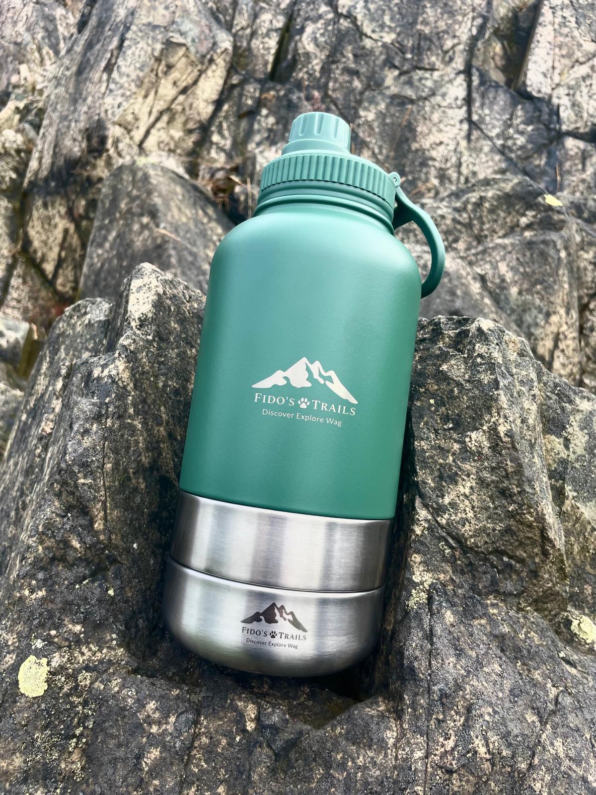 3-in-1 Dog Water Bottle – Forest Green | Portable Travel Bottle
