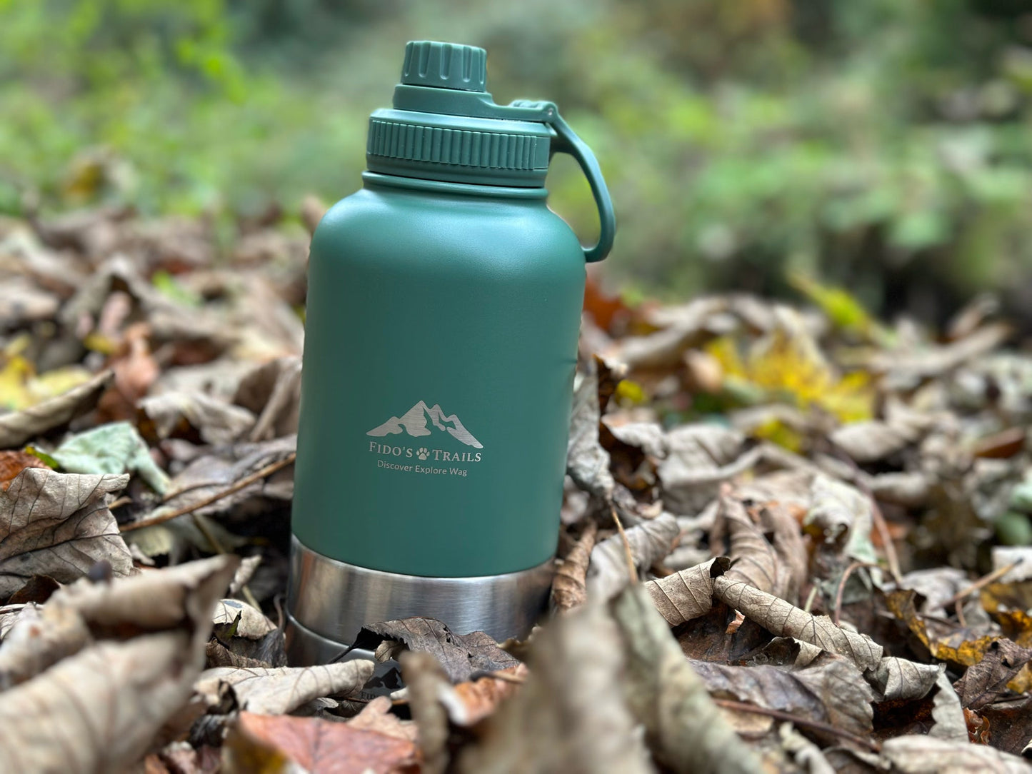 3-in-1 Dog Water Bottle – Forest Green | Portable Travel Bottle