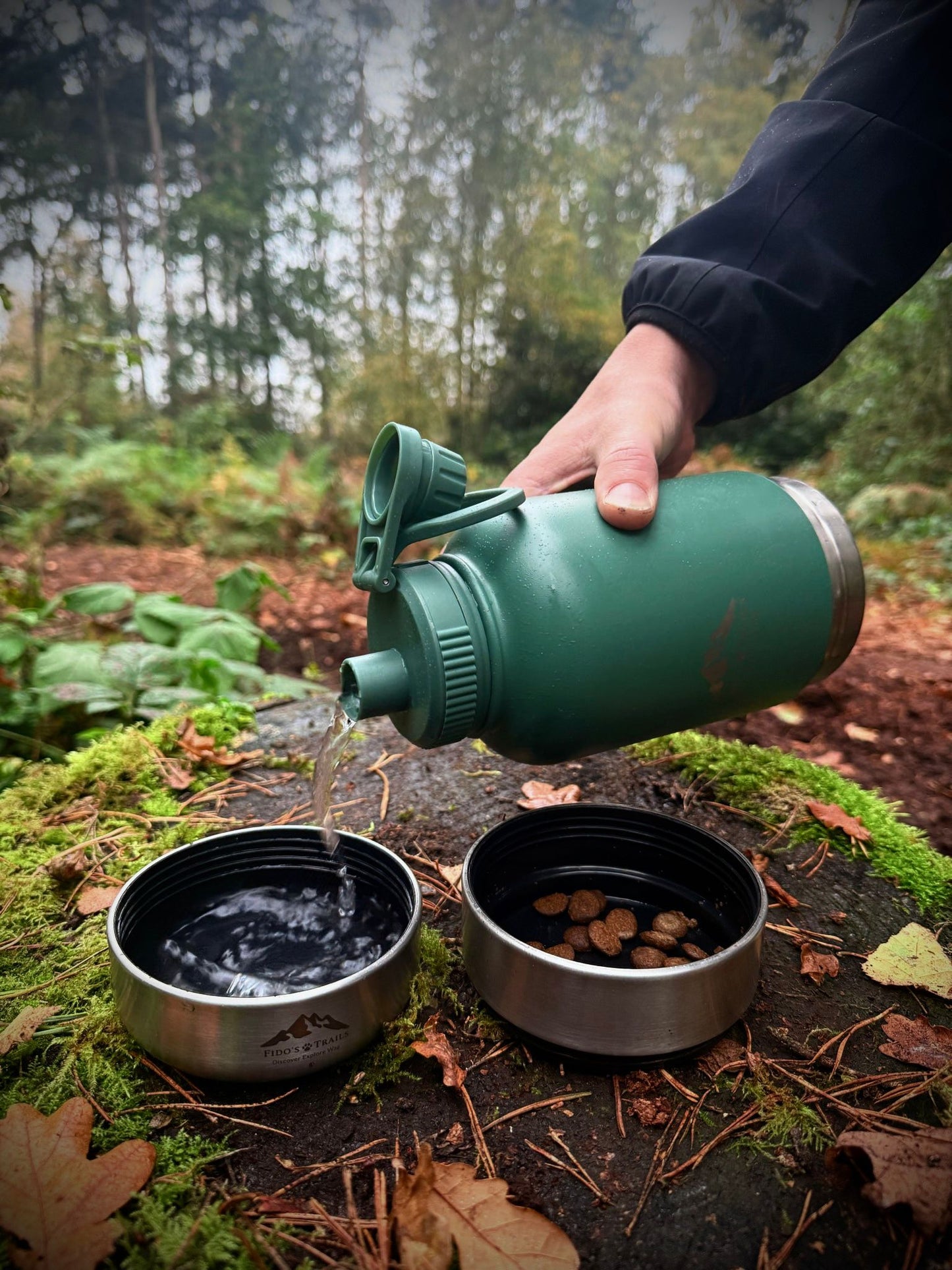 3-in-1 Dog Water Bottle – Forest Green | Portable Travel Bottle